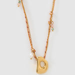 Colar Pingente Letra Bolha Rosa - Ouro 18K | SILLENE - D