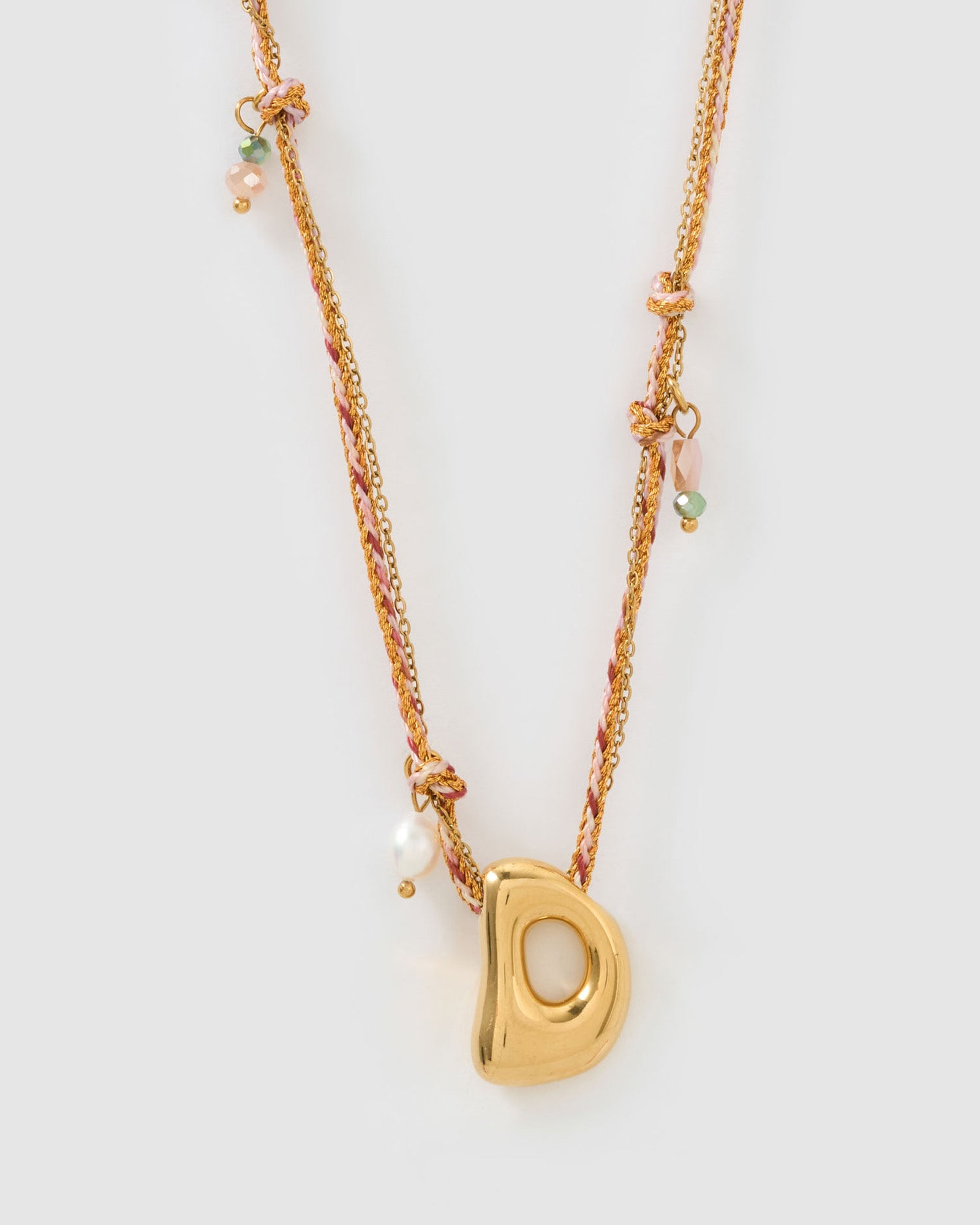 Colar Pingente Letra Bolha Rosa - Ouro 18K | SILLENE - D
