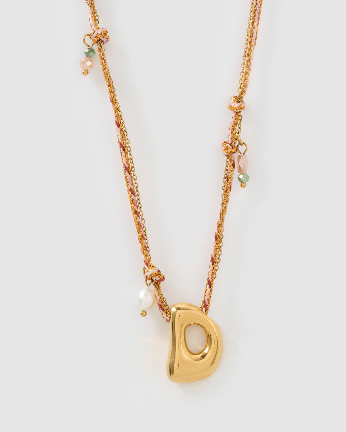 Colar Pingente Letra Bolha Rosa - Ouro 18K | SILLENE - D