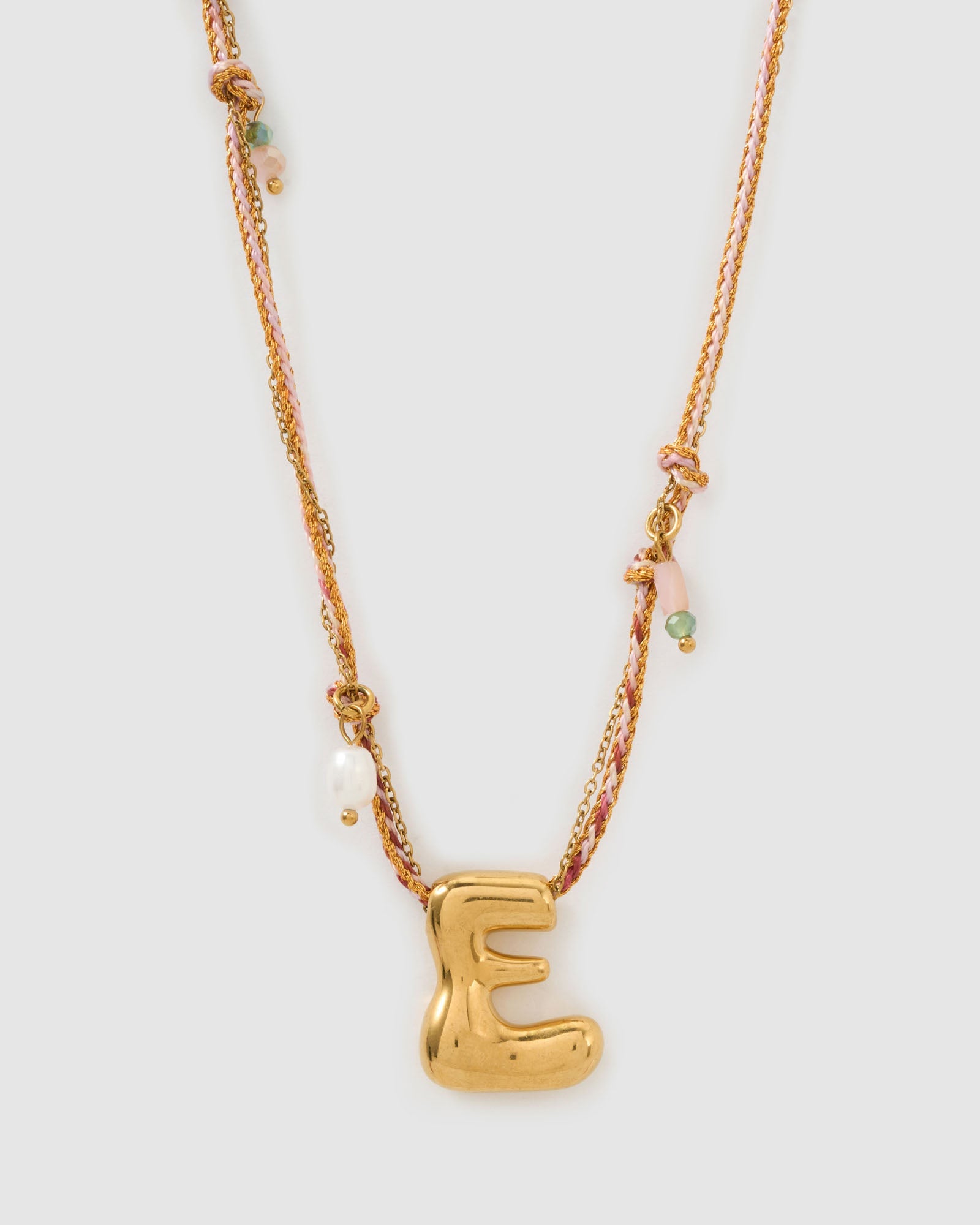 Colar Pingente Letra Bolha Rosa - Ouro 18K | SILLENE - E