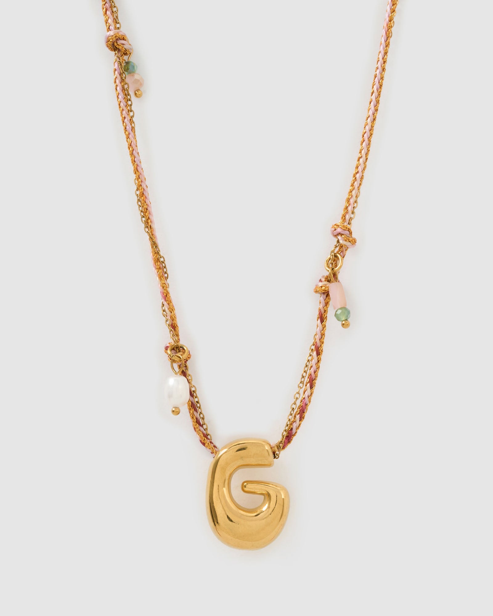 Colar Pingente Letra Bolha Rosa - Ouro 18K | SILLENE - G