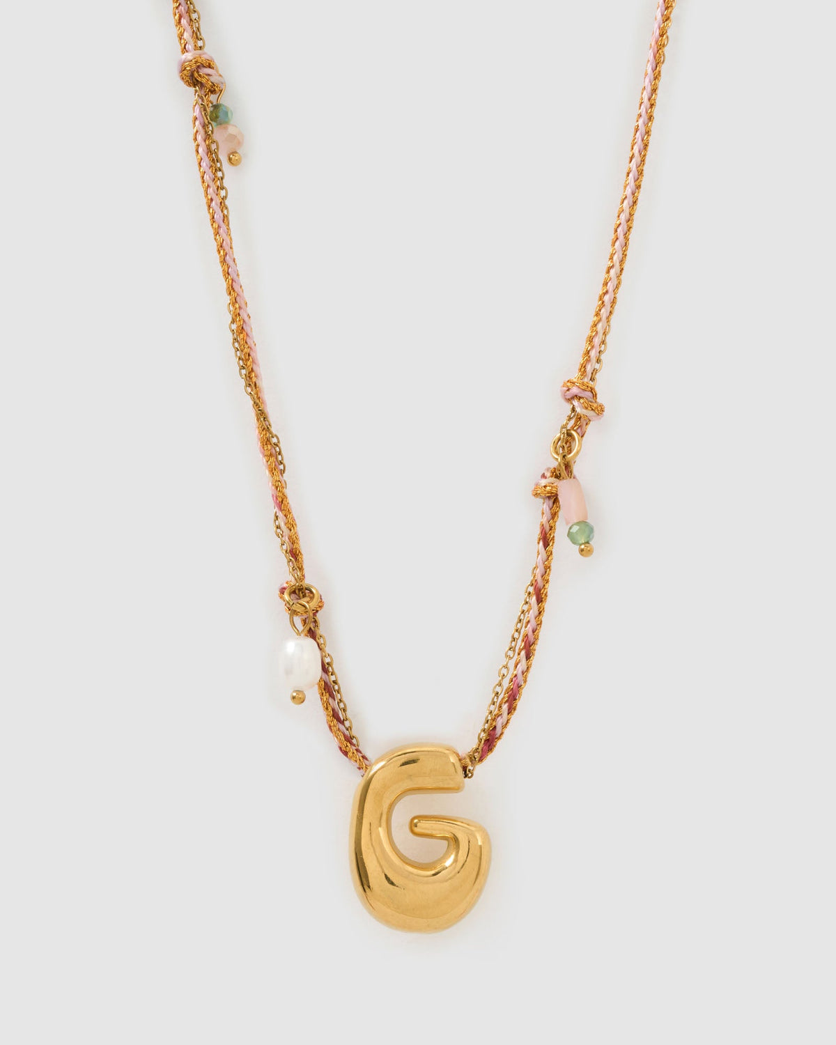 Colar Pingente Letra Bolha Rosa - Ouro 18K | SILLENE - G