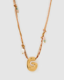Colar Pingente Letra Bolha Rosa - Ouro 18K | SILLENE - G