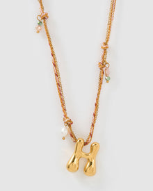 Colar Pingente Letra Bolha Rosa - Ouro 18K | SILLENE - H