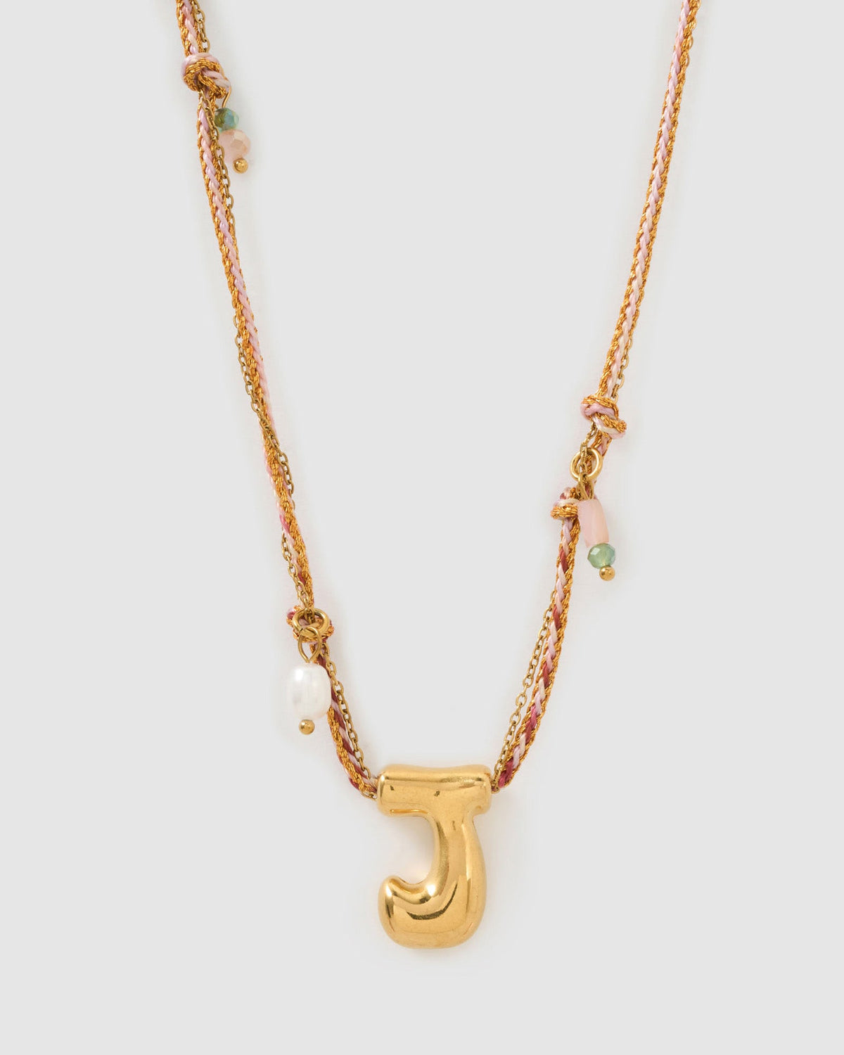 Colar Pingente Letra Bolha Rosa - Ouro 18K | SILLENE - J