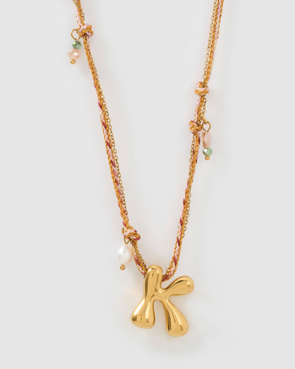 Colar Pingente Letra Bolha Rosa - Ouro 18K | SILLENE - K