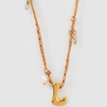 Colar Pingente Letra Bolha Rosa - Ouro 18K | SILLENE - L
