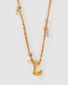 Colar Pingente Letra Bolha Rosa - Ouro 18K | SILLENE - L