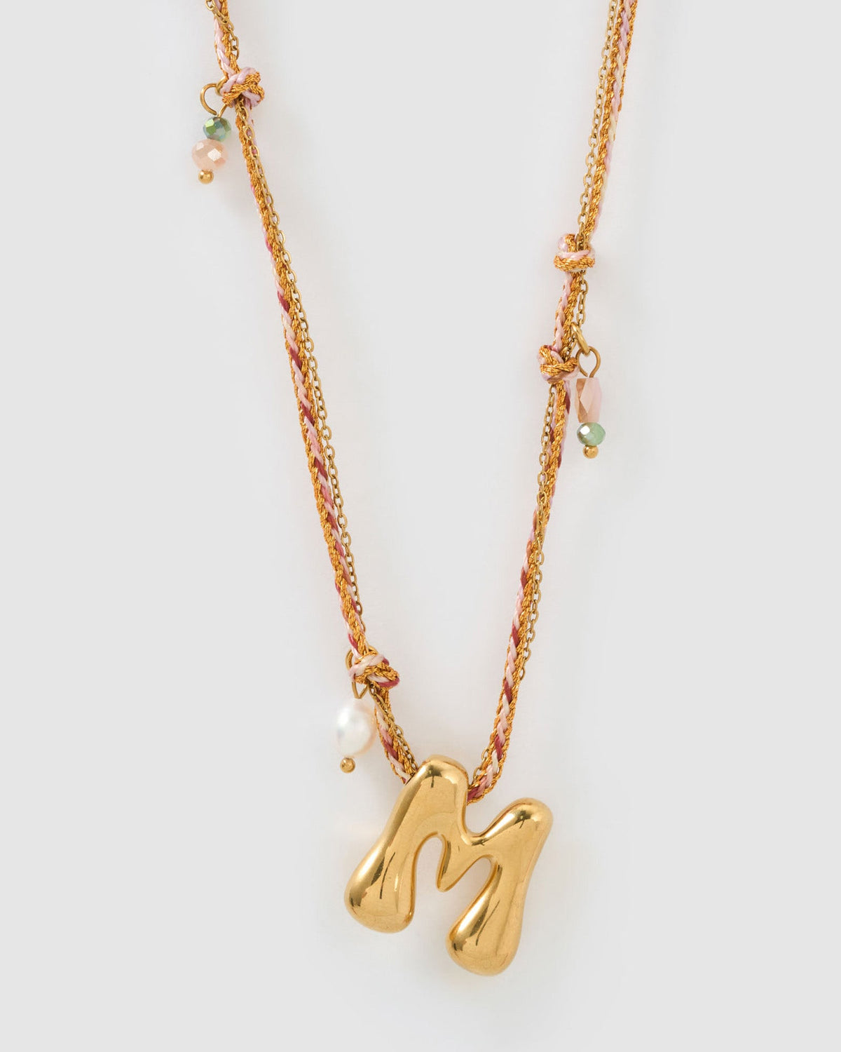 Colar Pingente Letra Bolha Rosa - Ouro 18K | SILLENE - M