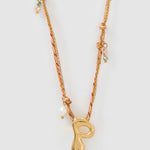 Colar Pingente Letra Bolha Rosa - Ouro 18K | SILLENE - P