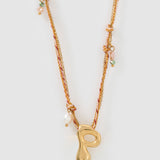 Colar Pingente Letra Bolha Rosa - Ouro 18K | SILLENE - P