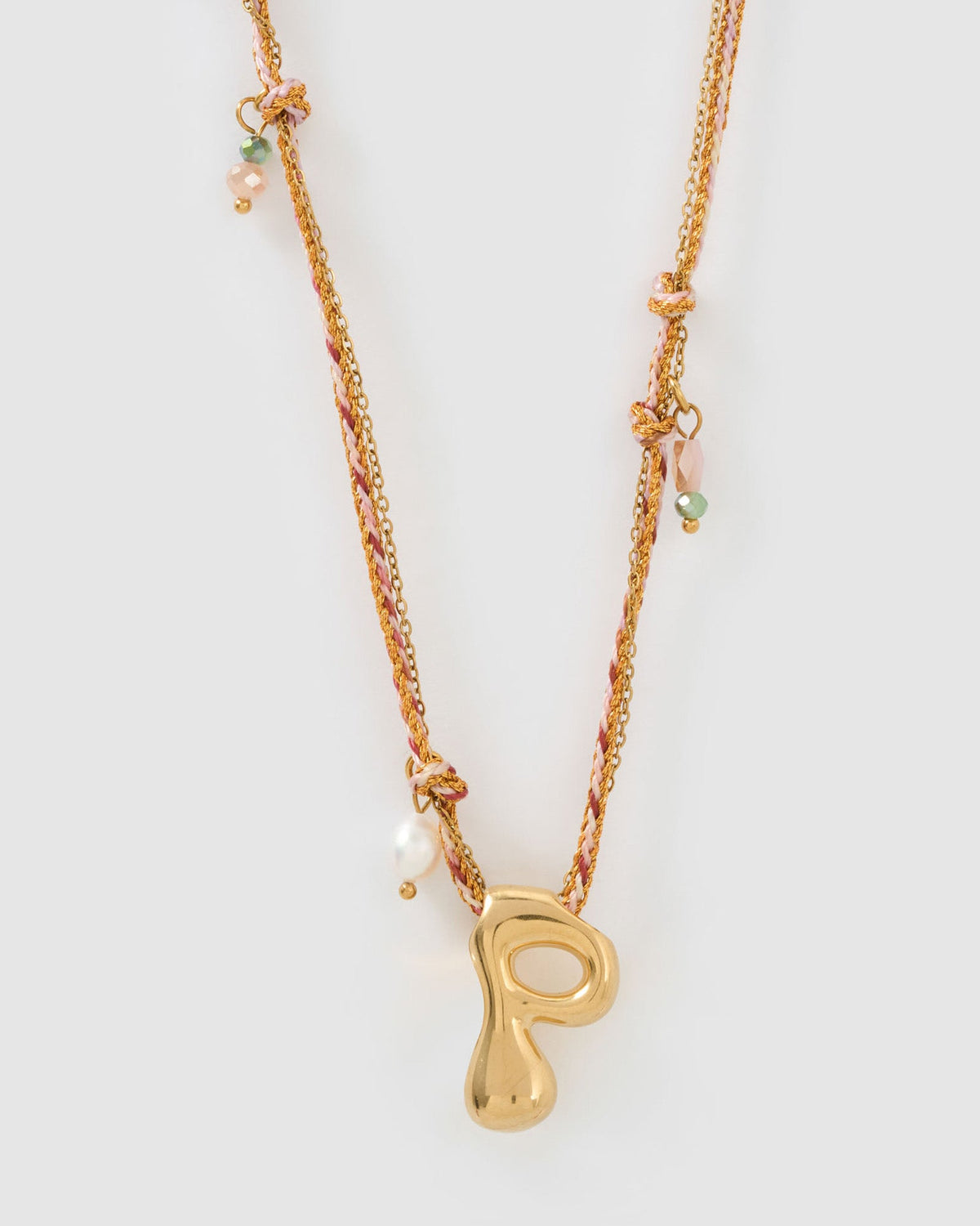 Colar Pingente Letra Bolha Rosa - Ouro 18K | SILLENE - P