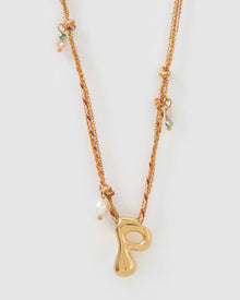 Colar Pingente Letra Bolha Rosa - Ouro 18K | SILLENE - P