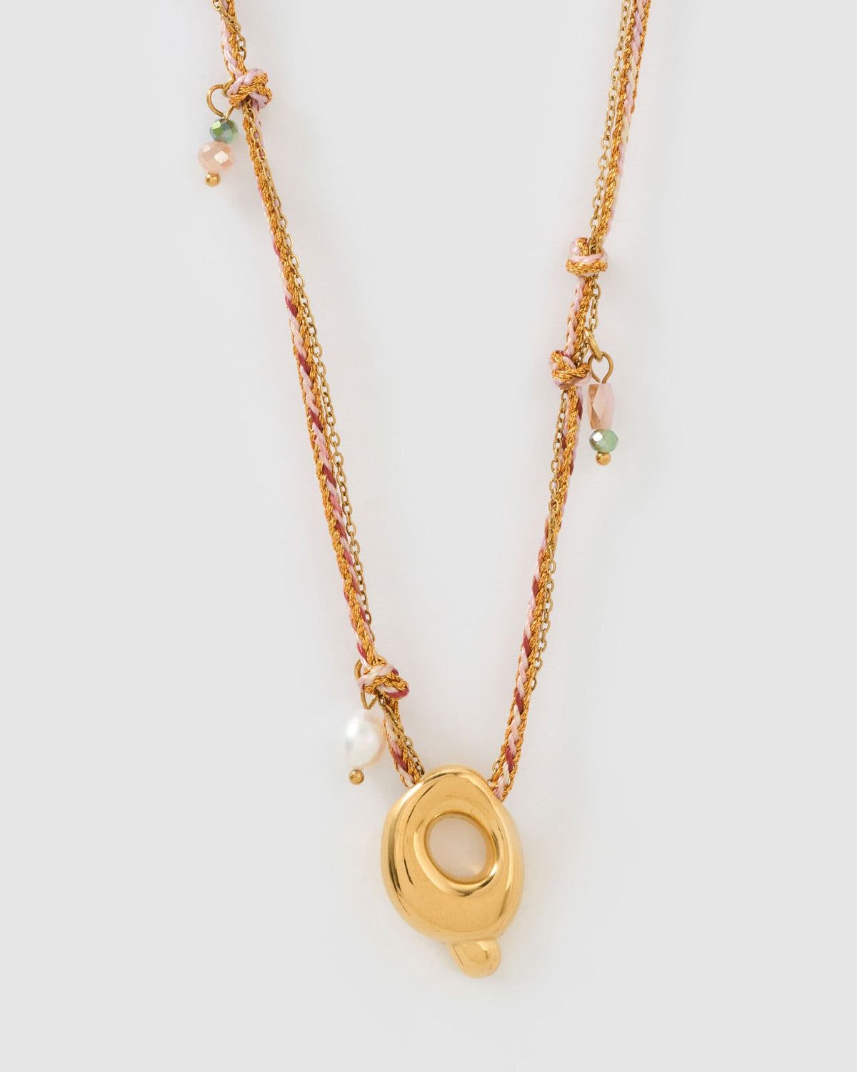 Colar Pingente Letra Bolha Rosa - Ouro 18K | SILLENE - Q
