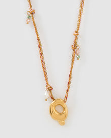Colar Pingente Letra Bolha Rosa - Ouro 18K | SILLENE - Q