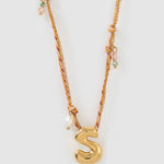 Colar Pingente Letra Bolha Rosa - Ouro 18K | SILLENE - S