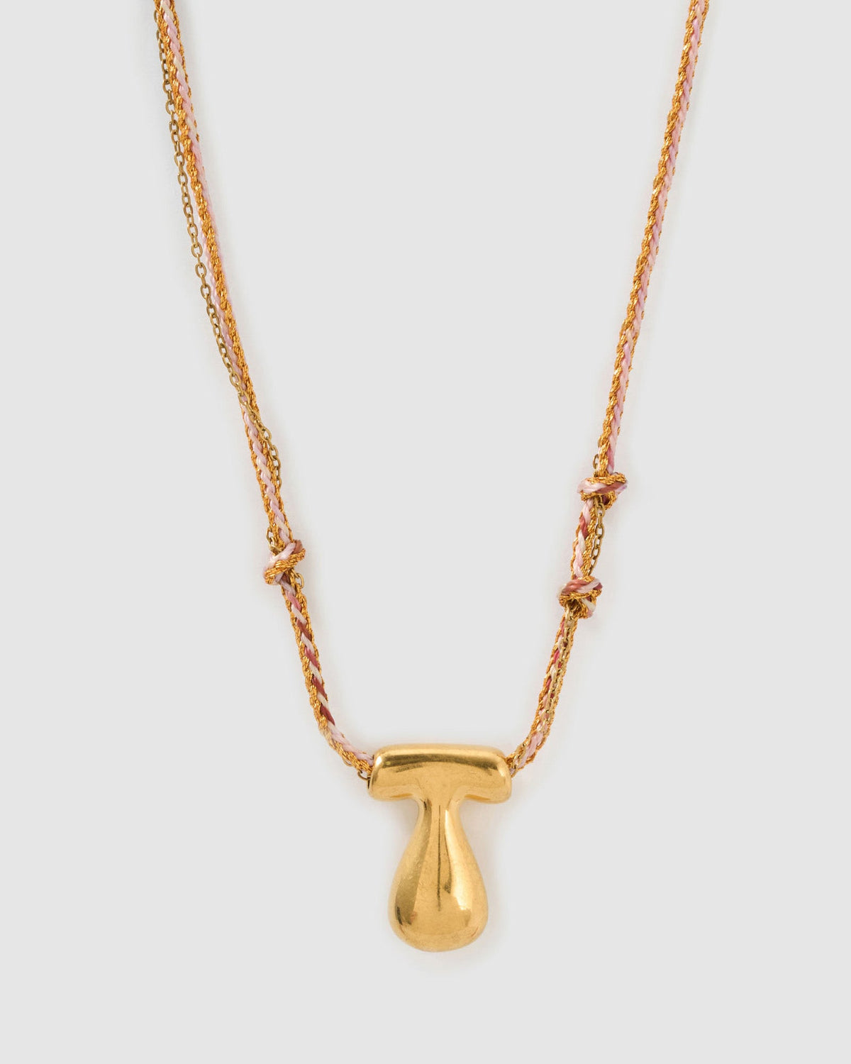 Colar Pingente Letra Bolha Rosa - Ouro 18K | SILLENE - T