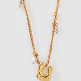 Colar Pingente Letra Bolha Rosa - Ouro 18K | SILLENE - U