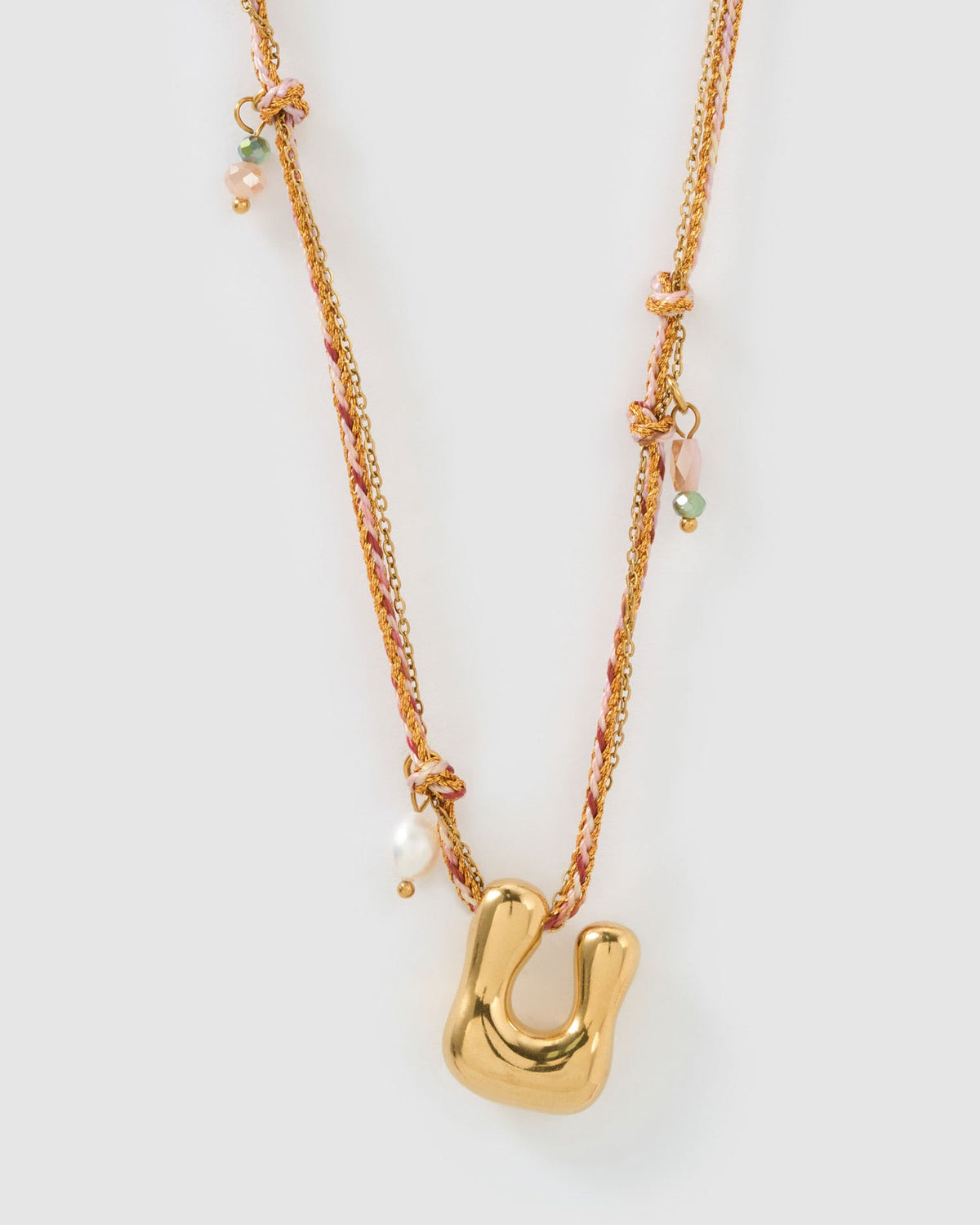 Colar Pingente Letra Bolha Rosa - Ouro 18K | SILLENE - U