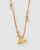 Colar Pingente Letra Bolha Rosa - Ouro 18K | SILLENE - V