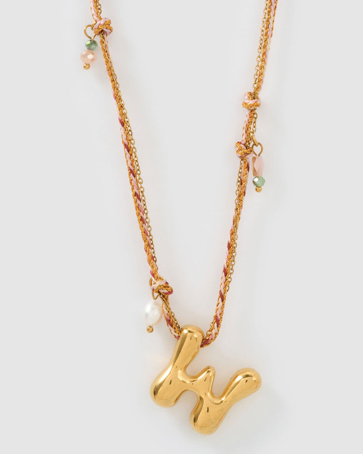 Colar Pingente Letra Bolha Rosa - Ouro 18K | SILLENE - W