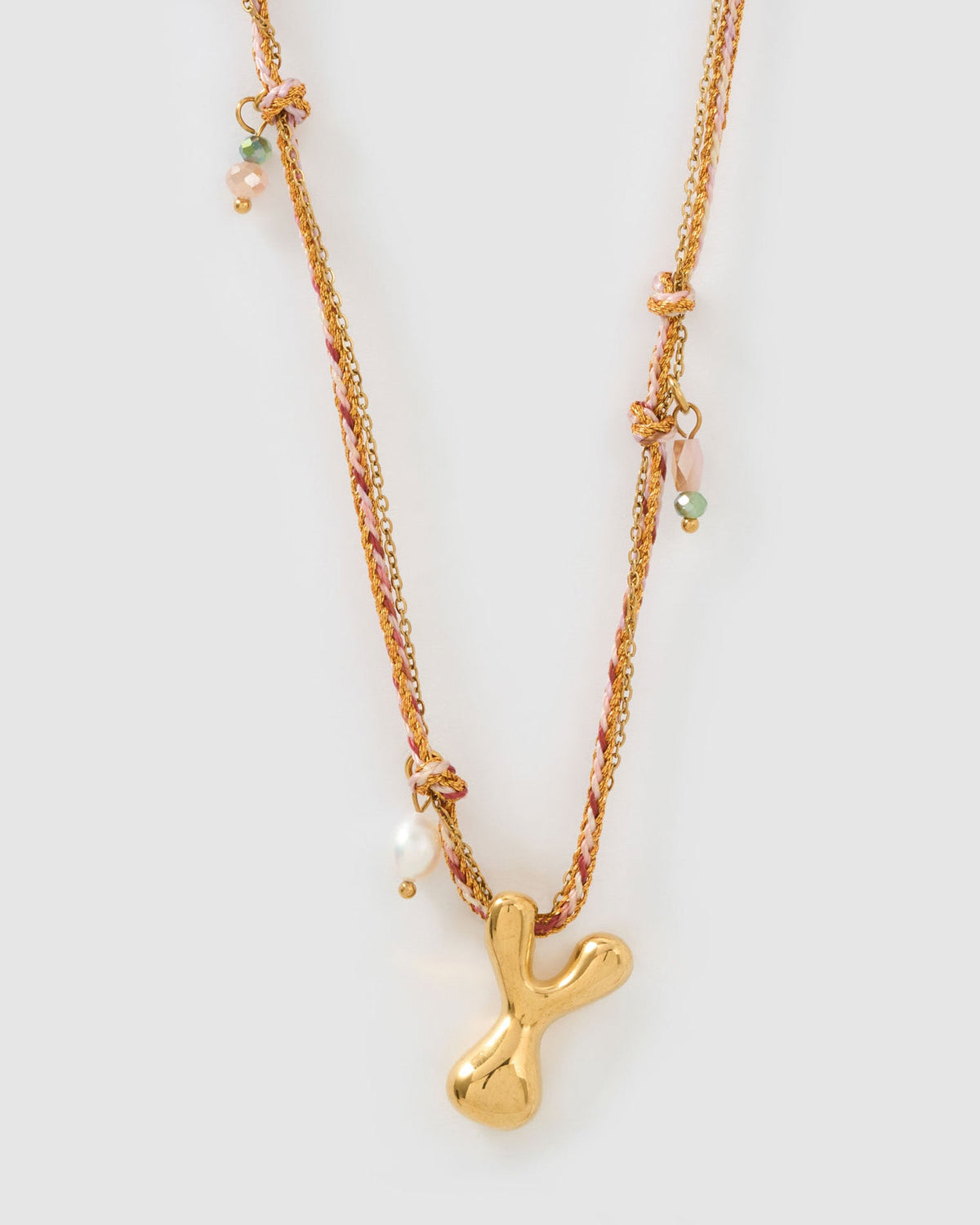 Colar Pingente Letra Bolha Rosa - Ouro 18K | SILLENE - Y