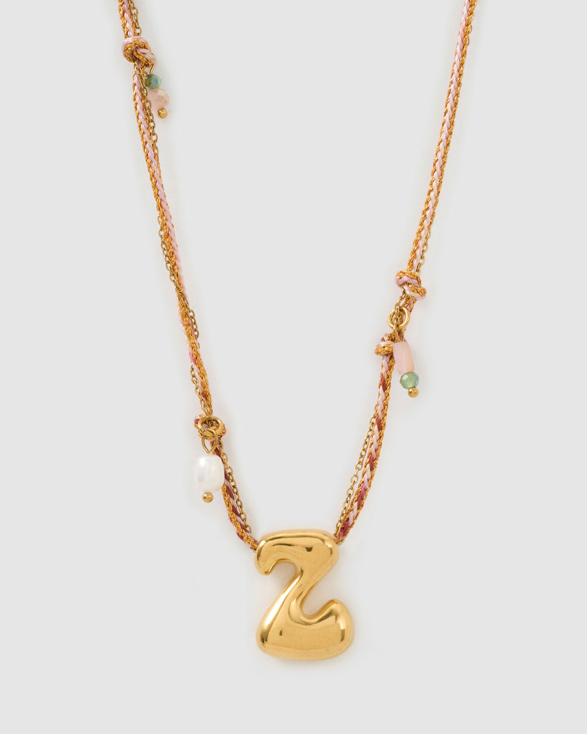 Colar Pingente Letra Bolha Rosa - Ouro 18K | SILLENE - Z