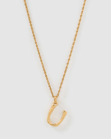 Colar Pingente Letra Luxe Pequeno - Ouro 18K | SILLENE - U
