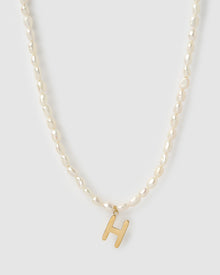 Colar Pingente Letra Pérola - Ouro 18K | SILLENE - H