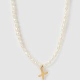 Colar Pingente Letra Pérola - Ouro 18K | SILLENE - X