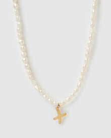 Colar Pingente Letra Pérola - Ouro 18K | SILLENE - X