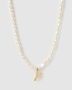 Colar Pingente Letra Pérola - Ouro 18K | SILLENE - Y