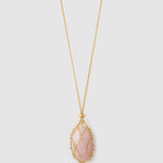 Colar Pingente Lotus Quartzo Rosa - Ouro 18K | SILLENE