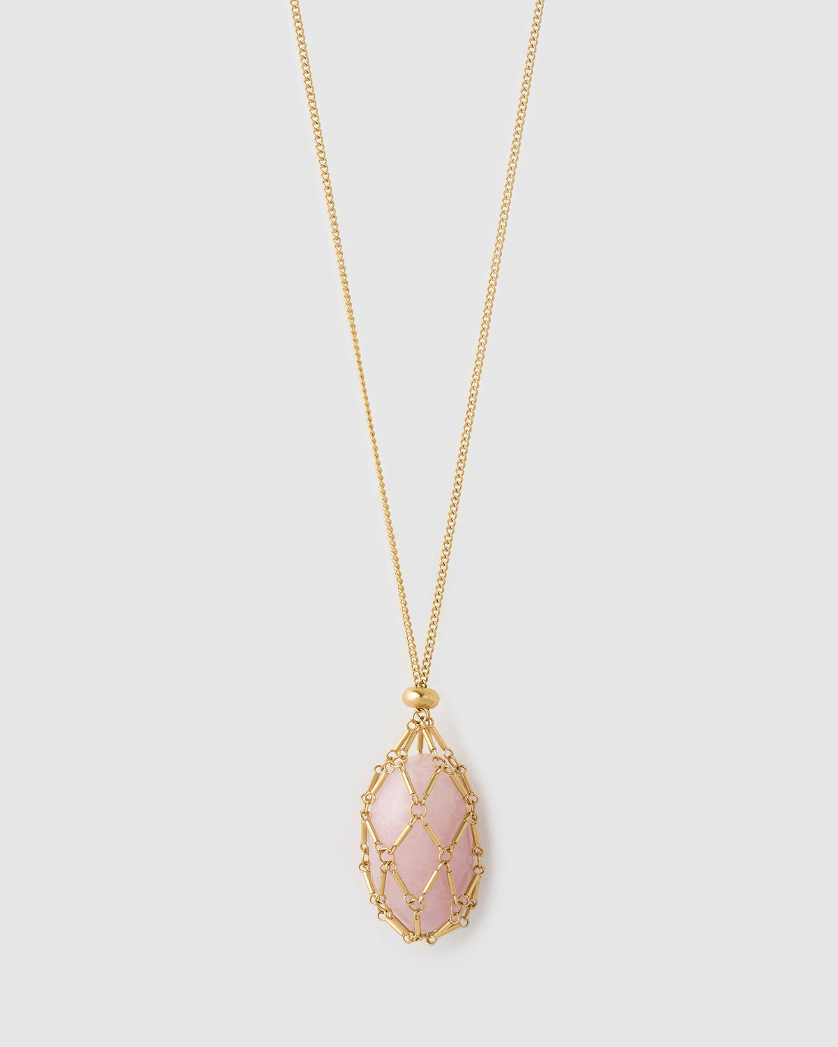 Colar Pingente Lotus Quartzo Rosa - Ouro 18K | SILLENE