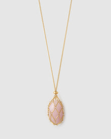 Colar Pingente Lotus Quartzo Rosa - Ouro 18K | SILLENE