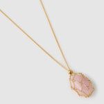 Colar Pingente Lotus Quartzo Rosa - Ouro 18K | SILLENE
