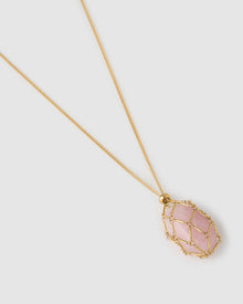Colar Pingente Lotus Quartzo Rosa - Ouro 18K | SILLENE