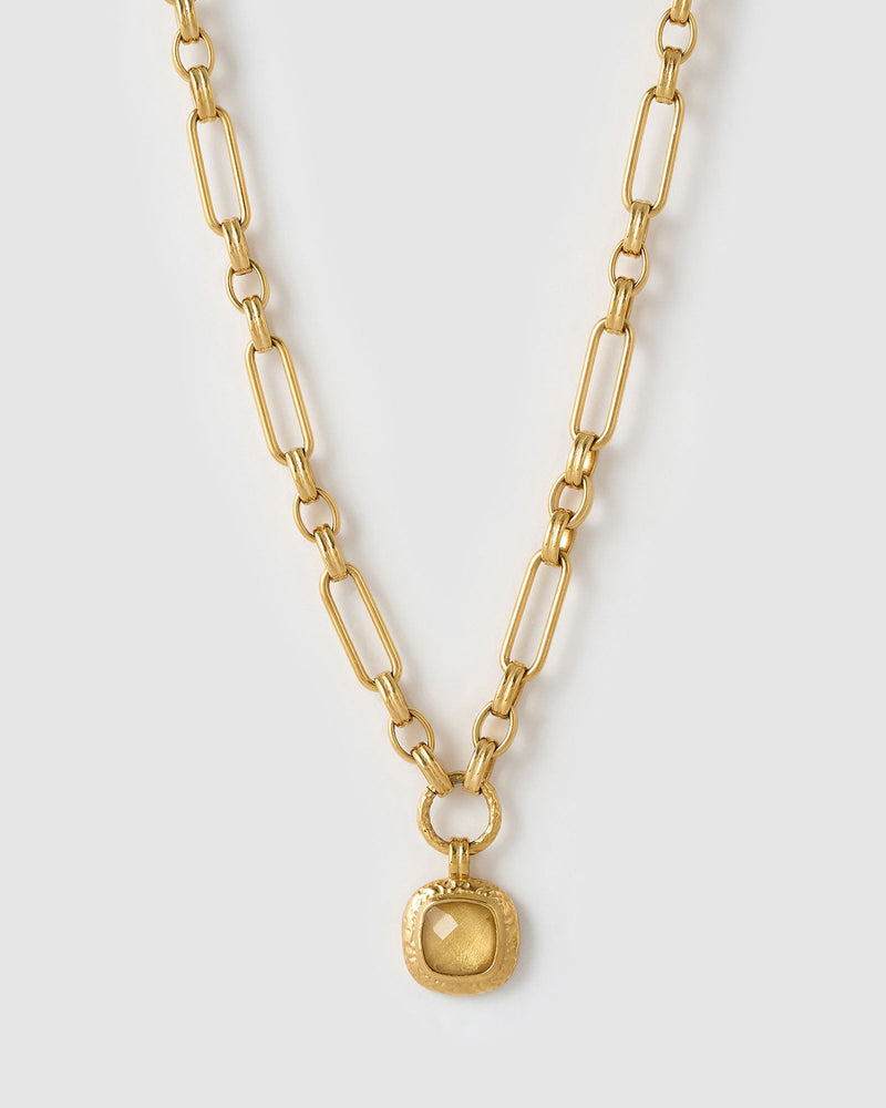 Colar Pingente Mason Citrino - Ouro 18K | SILLENE