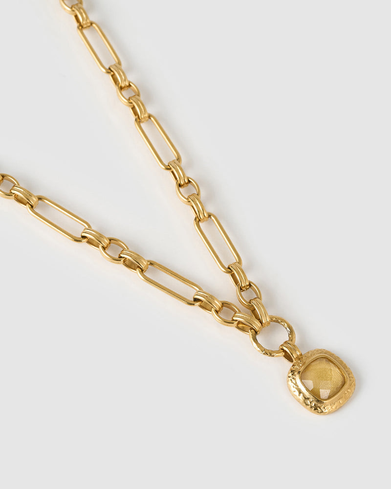Colar Pingente Mason Citrino - Ouro 18K | SILLENE