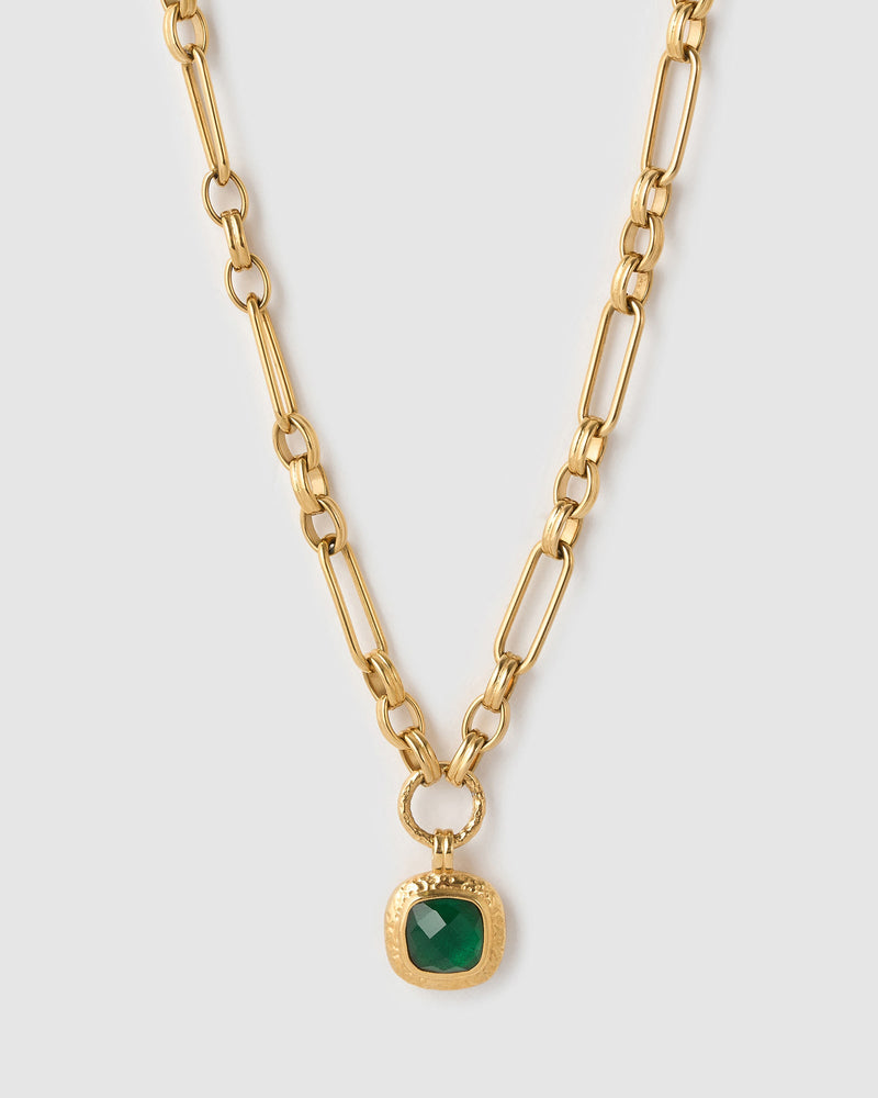 Colar Pingente Mason Esmeralda - Ouro 18K | SILLENE