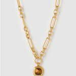 Colar Pingente Mason Olho de Tigre - Ouro 18K | SILLENE