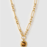 Colar Pingente Mason Olho de Tigre - Ouro 18K | SILLENE