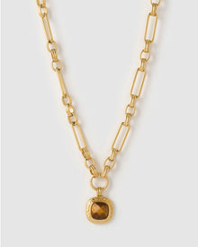 Colar Pingente Mason Olho de Tigre - Ouro 18K | SILLENE