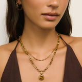 Colar Pingente Mason Olho de Tigre - Ouro 18K | SILLENE