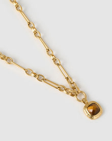 Colar Pingente Mason Olho de Tigre - Ouro 18K | SILLENE