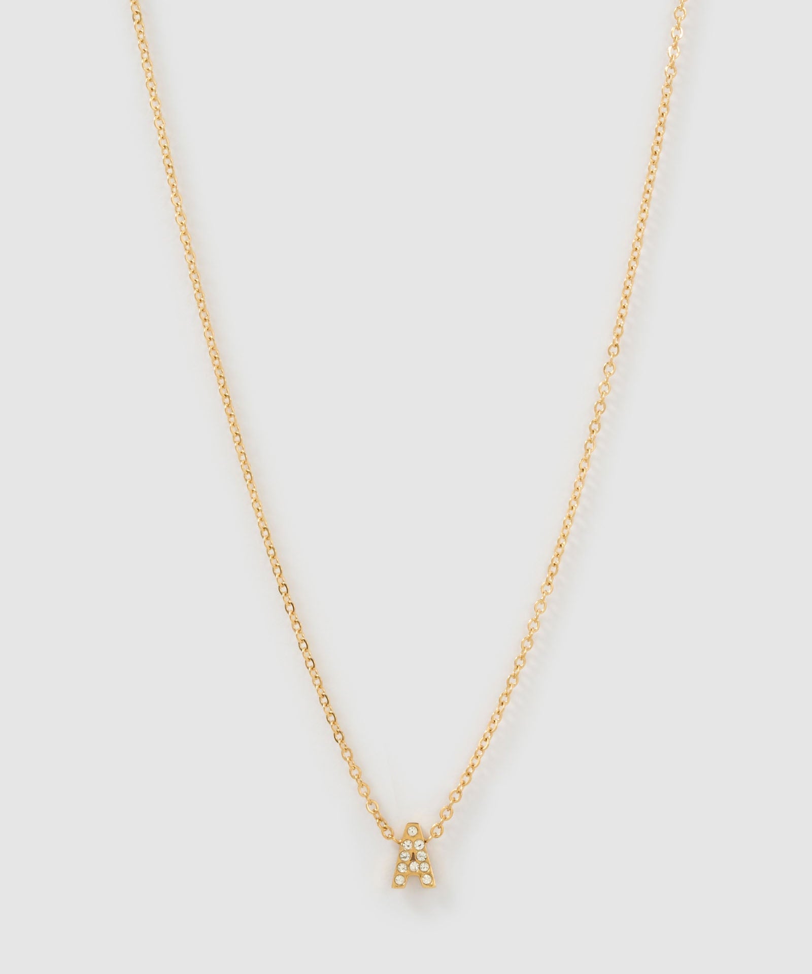 Colar Pingente Mini Inicial Cristal - Ouro 18K | SILLENE - A