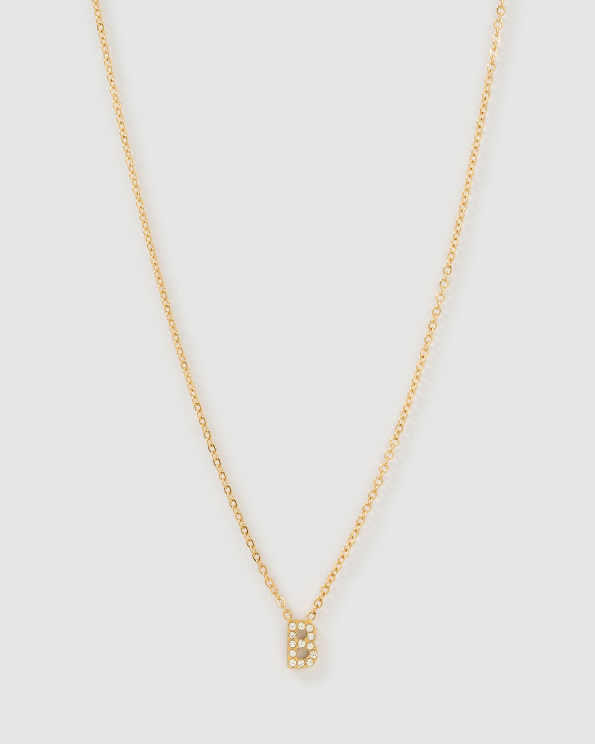 Colar Pingente Mini Inicial Cristal - Ouro 18K | SILLENE - B