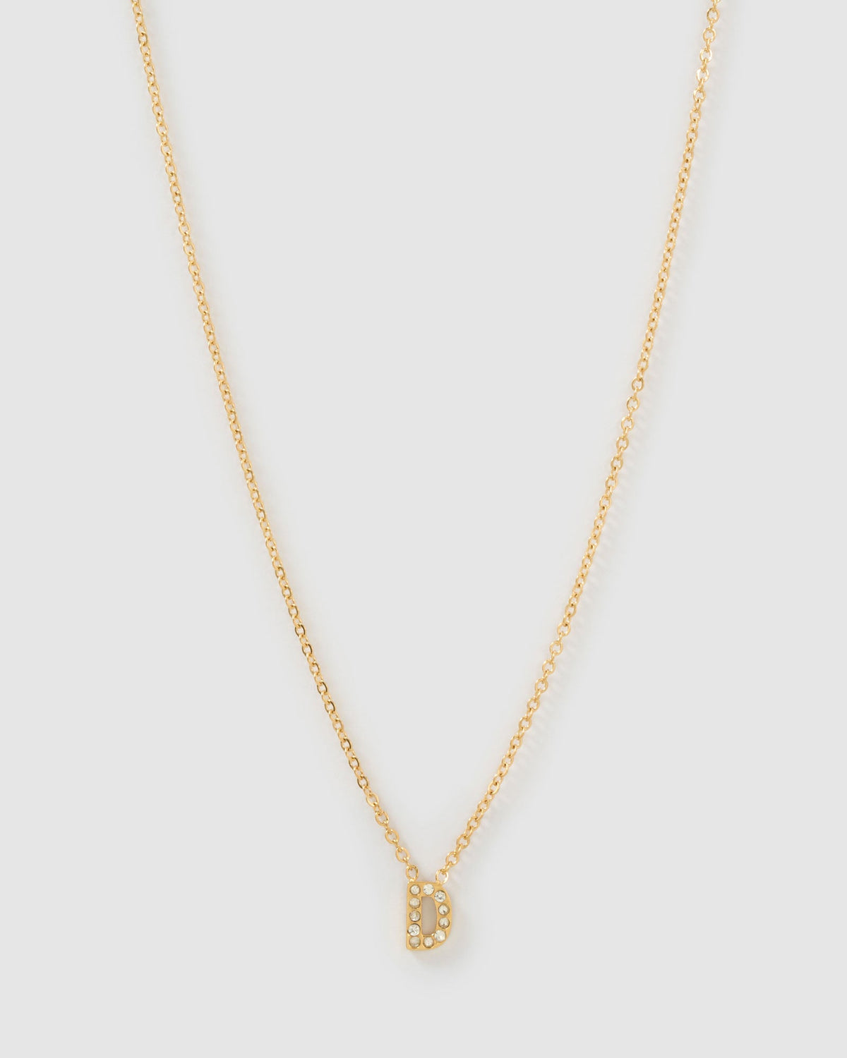 Colar Pingente Mini Inicial Cristal - Ouro 18K | SILLENE - D