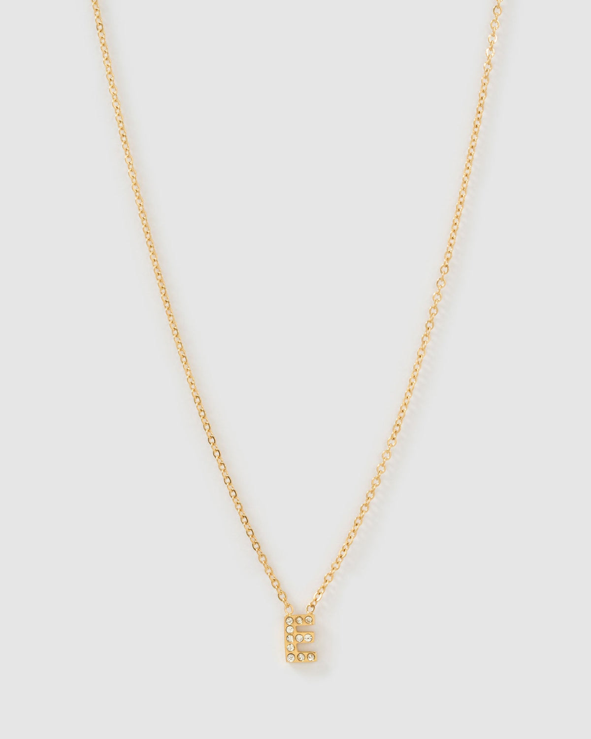 Colar Pingente Mini Inicial Cristal - Ouro 18K | SILLENE - E