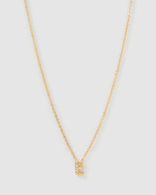 Colar Pingente Mini Inicial Cristal - Ouro 18K | SILLENE - E